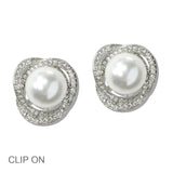 110675, CRYSTAL PEARL SWIRL CLIP ON EARRINGS