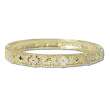 110684, 14K GOLD PLATED MOTHER OF PEARL CLOVER ACCENT DESIGNER INSPIRED BRACELET