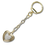 110693, 14K GOLD PLATED CUBIC ZIRCONIA VALENTINE HEART KEYCHAIN AND BAG CHARM