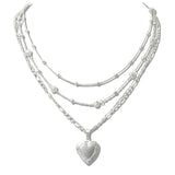 110699, 3 PIECE VALENTINE HEART LOCKET AND PEARL NECKLACE SET
