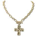 110700, HAMMERED CROSS TOGGLE NECKLACE