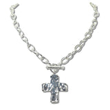 110700, HAMMERED CROSS TOGGLE NECKLACE