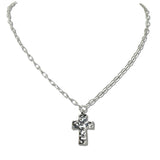 110706, HAMMERED TEXTURE CROSS NECKLACE