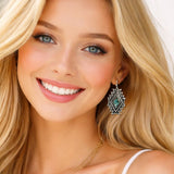 110735, WESTERN AZTEC DIAMOND TURQUOISE EARRINGS