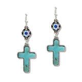 110737, WESTERN TURQUOISE CROSS EARRINGS