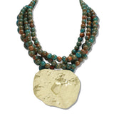 110744, HANDCRAFTED MULTI STRAND HAMMERED TOGGLE NECKLACE