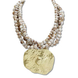 110744, HANDCRAFTED MULTI STRAND HAMMERED TOGGLE NECKLACE