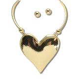 110747, POLISHED PUFFY HEART COLLAR NECKLACE
