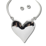 110747, POLISHED PUFFY HEART COLLAR NECKLACE