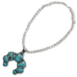 110769, WESTERN SQUSH BLOSSOM TURQUOISE PENDANT LONG NECKLACE