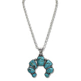 110769, WESTERN SQUSH BLOSSOM TURQUOISE PENDANT LONG NECKLACE