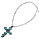 110770, WESTERN CROSS TURQUOISE PENDANT LONG NECKLACE