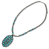 110771, WESTERN TURQUOISE PENDANT BEADED LONG NECKLACE