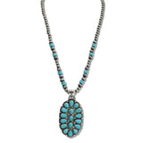 110771, WESTERN TURQUOISE PENDANT BEADED LONG NECKLACE