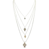 110772, CROSS CHARM MULTI LAYERED LONG NECKLACE