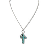 110776, WESTERN TURQUOISE CROSS PENDANT NECKLACE
