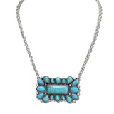 110777, WESTERN GEOMETRIC TURQUOISE STONE PENDANT NECKLACE