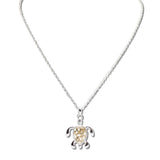 110782, TWO TONE FILIGREE SEA TURTLE PENDANT NECKLACE