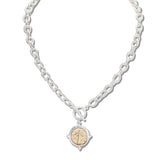 110793, HAMMERED CROSS COIN TOGGLE NECKLACE