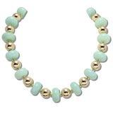 110795, POLISHED SPHERE AND MARBLED RONDELLE NECKLACE