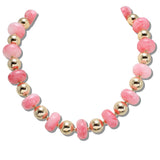110795, POLISHED SPHERE AND MARBLED RONDELLE NECKLACE