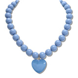 110796, HEART CHARM BEADED NECKLACE