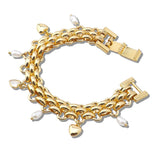 110837, HEART AND PEARL CHARM CHAIN BRACELET