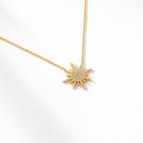 110845, BRIGHT DAY AHEAD SUNBURST AND CUBIC ZIRCONIA NECKLACE