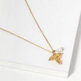 110849, HEALTHCARE WORKERS CADUCEUS AND FRESHWATER PEARL CHARM NECKLACE