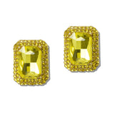 110856, COLORFUL RECTANGLE CRYSTAL HALO STUD EARRINGS