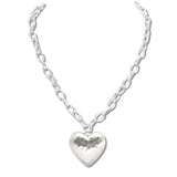 110884, HAMMERED HEART CHAIN PENDANT NECKLACE