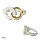 110893, 14K GOLD PLATED INTERLOCKING INFINITY CIRCLES MESH RING