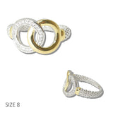 110893, 14K GOLD PLATED INTERLOCKING INFINITY CIRCLES MESH RING