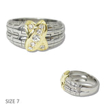 110895, 14K GOLD PLATED TWO TONE X ACCENT DESIGNER INSPIRED RING
