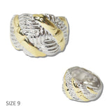 110896, 14K GOLD PLATED TWOT ONE BRAIDED KNOT DESIGNER INSPIRED RING