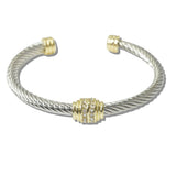 110900, 14K GOLD PLATED PAVE BARREL CABLE CUFF BRACELET