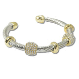 110909, 14K GOLD PLATED PAVE BARREL ACCENT DESIGNER INSPIRED CUFF BRACELET