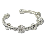 110909, 14K GOLD PLATED PAVE BARREL ACCENT DESIGNER INSPIRED CUFF BRACELET