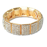 110912, RECTANGLE PAVE RHINESTONE STRETCH BRACELET