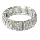 110912, RECTANGLE PAVE RHINESTONE STRETCH BRACELET