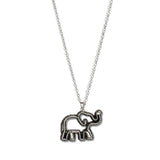 110923, FILIGREE CUTOUT ELEPHANT PENDANT NECKLACE