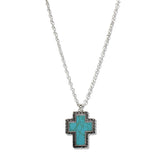 110929, WESTERN TURQUOISE CROSS PENDANT NECKLACE