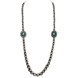 110933, WESTERN CONCHO BEADED REVERSIBLE LONG NECKLACE