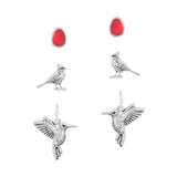 110944, CARDINAL HUMMINGBIRD STUD EARRING SET
