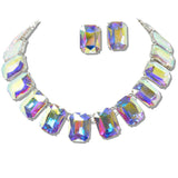 110956, RECTANGLE GEOMETRIC RHINESTONE NECKLACE