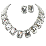 110956, RECTANGLE GEOMETRIC RHINESTONE NECKLACE