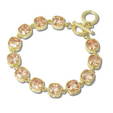 110964, 14K GOLD PLATED CUBIC ZIRCONIA CUSHION TOGGLE BRACELET