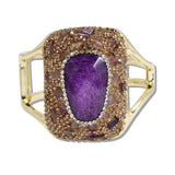 110973, BLING CRYSTAL AND SEMI PRECIOUS STONE GEOMETRIC BANGLE BRACELET