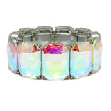 110975, RECTANGLE GEOMETRIC RHINESTONE STRETCH BRACELET