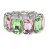 110975, SORORITY RECTANGLE GEOMETRIC RHINESTONE STRETCH BRACELET